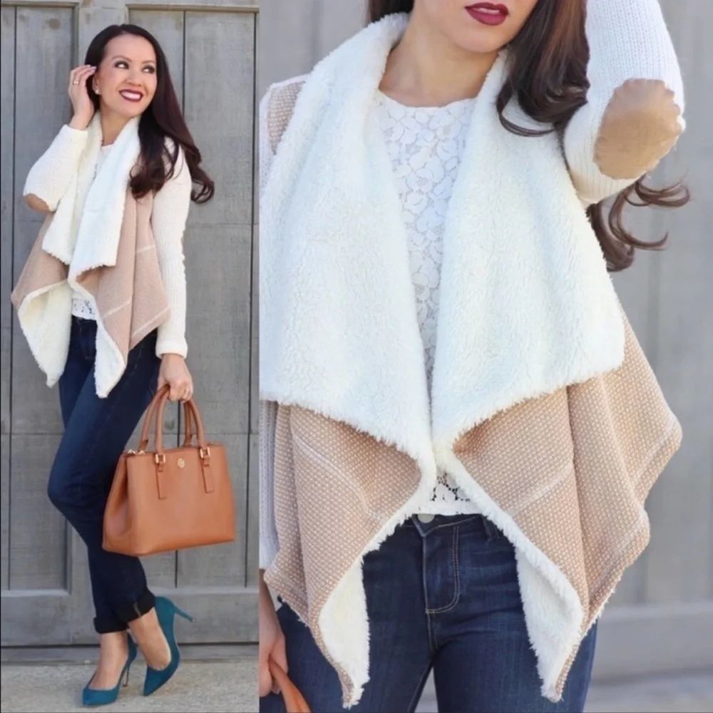 Anthropologie Saturday Sunday Mixed Fabric Sherpa Lined Cardigan size Medium